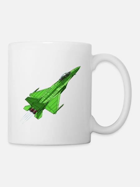 Grüner Geometrie-Jet - Tasse - Weiß
