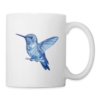 Geometric hummingbird on branch - Mug - white - Right