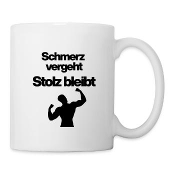 Pain passes, pride remains – bodybuilders, gym - Mug - white - Right