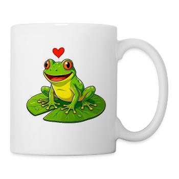 Frosch mit Herz auf Seerose. - Tasse - Weiß - Rechts