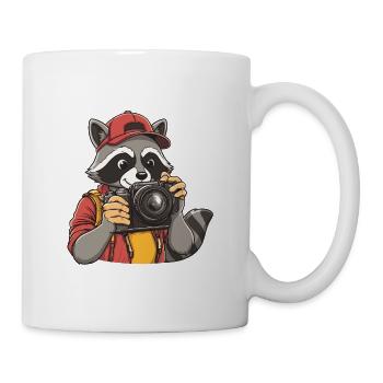 Lustiger cooler Waschbär-Fotograf mit Kamera - Tasse - Weiß - Rechts