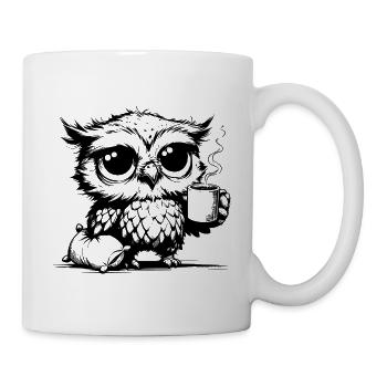 I've been awake all night owl with pillow - Mug - white - Right
