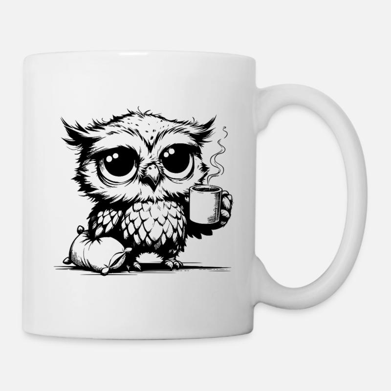 I've been awake all night owl with pillow - Mug - white