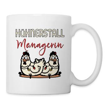 Weihnachten Hühner Hühnerstall Managerin - Tasse - Weiß - Rechts