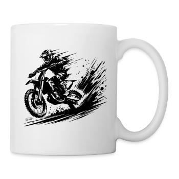 Scène dynamique de motos tout-terrain dans la boue - Mug blanc - blanc - Droite