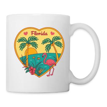 Cœur de flamant rose de Floride - Mug blanc - blanc - Droite