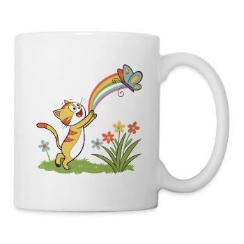 Chaton Rainbow Chase - Mug blanc - blanc - Droite