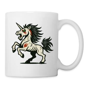 Untotes Berserker-Einhorn mit Narben und Wut - Tasse - Weiß - Rechts