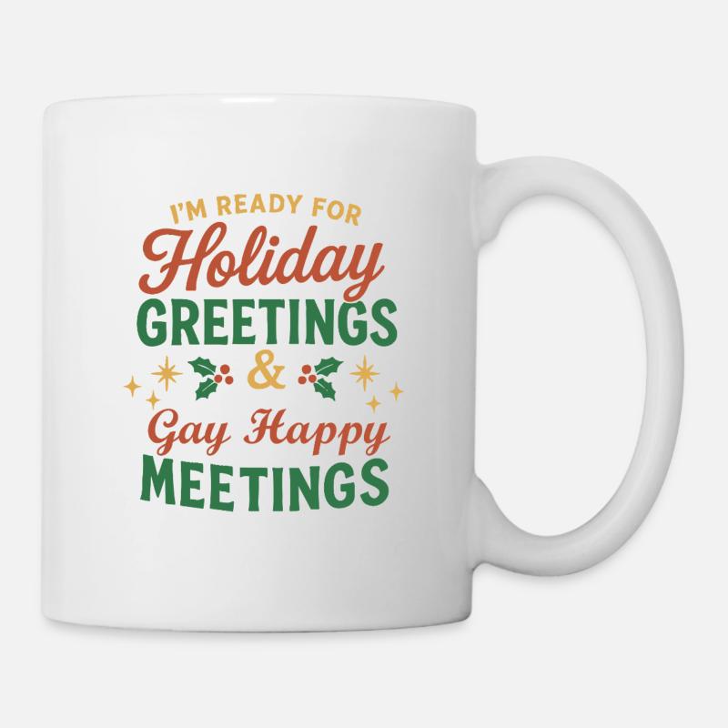Salutations de Noël et Rencontres Joyeuses avec les Gay - Mug blanc - blanc