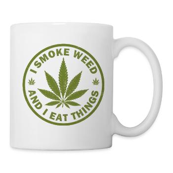 Je fume de l’herbe et je mange des choses - Mug blanc - blanc - Droite