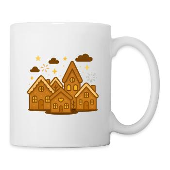 Honigbraune Lebkuchenhäuser Winterzauber - Tasse - Weiß - Rechts