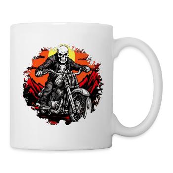 Skeletons Motorcyclist / Motorcycle Skull - Mug - white - Right