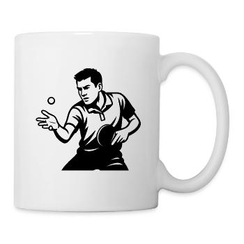 Silhouette du joueur de tennis de table au service - Mug blanc - blanc - Droite