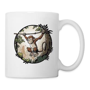 Dschungel-Affe am Seil - Tasse - Weiß - Rechts