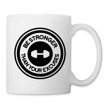 Sei stärker als deine Ausreden – Fitnessstudio-Motivation - Tasse - Weiß - Rechts