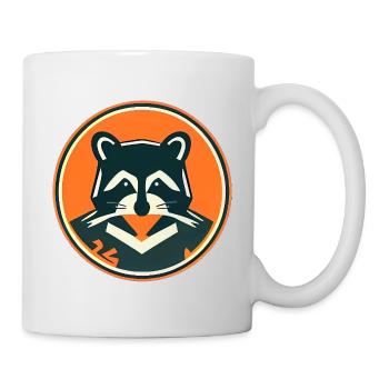 Waschbär Emblem in Orange - Tasse - Weiß - Rechts