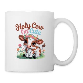 Cute Cow with Flower Wreath - Holy Cow I'm cute - Mug - white - Right