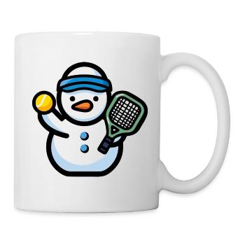 Sports de Noël au bonhomme de neige au tennis - Mug blanc - blanc - Droite