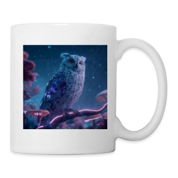Mystic Galaxy Owl Cyberpunk Fantasy Art - Mug - white - Right
