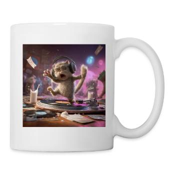 DJ Katze Party Vibes Musik Kopfhörer Design - Tasse - Weiß - Rechts