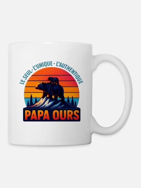 Papa Ours au Soleil Orange - Tasse - Weiß