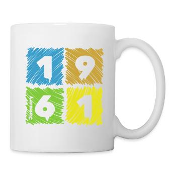 Écussons colorés pour le 65e anniversaire depuis 01/1961 - Mug blanc - blanc - Droite