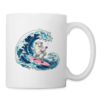 Moutons surfeurs sur la vague - Mug blanc - blanc - Droite