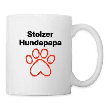 Stolzer Hundepapa – Pfotenpower, Doglover - Tasse - Weiß - Rechts