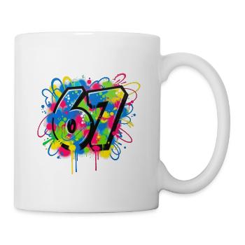 6 7 Cartoon Number Memes – Colorful Splash Design - Mug - white - Right