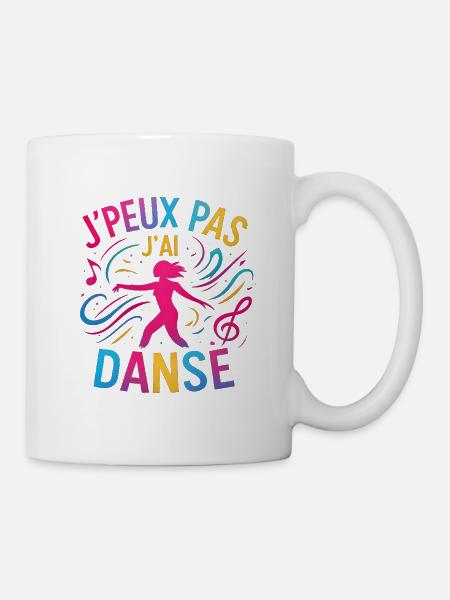 I Can't I Danced — Buntes Glitzern - Tasse - Weiß