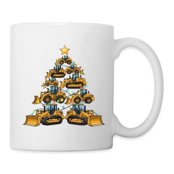 Lustiger Bulldozer Weihnachtsbaum Geschenk  - Tasse - Weiß - Rechts