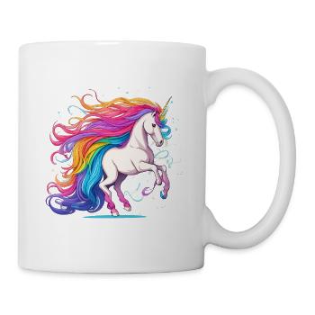 Rainbow Unicorn with Glowing Hair Tail - Mug - white - Right