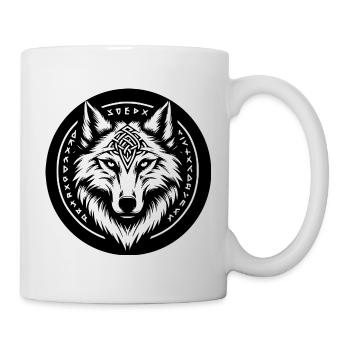 Loup aux symboles nordiques - Mug blanc - blanc - Droite