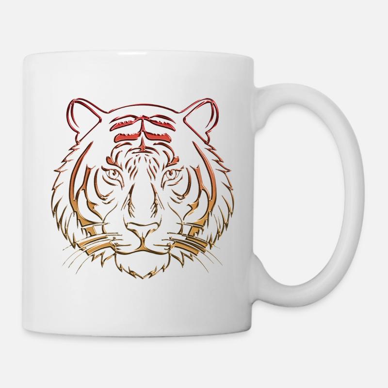 Orange chromé chrome tigre métallique - Mug blanc - blanc