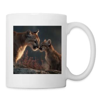 Cougar Berglöwen Mutter & Jungtier – Pure Liebe - Tasse - Weiß - Rechts