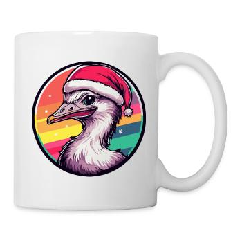 Weihnachtsostrich Neon-Streifen - Tasse - Weiß - Rechts