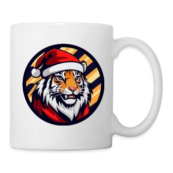 Christmas Tiger in Santa Hat - Mug - white - Right