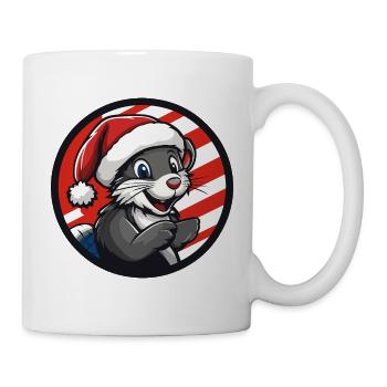 Weihnachtshase im Karomotiv - Tasse - Weiß - Rechts