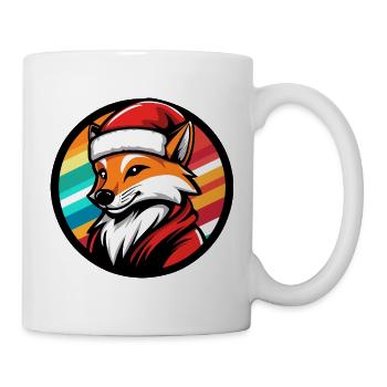 Fuchs im Santa-Look mit Regenbogen - Tasse - Weiß - Rechts