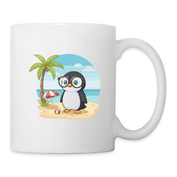 Vacances d’été de Plage du Pingouin Mignon aux Lunettes - Mug blanc - blanc - Droite