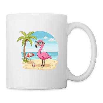 Cute Flamingo with Glasses Beach Summer Vacation - Mug - white - Right