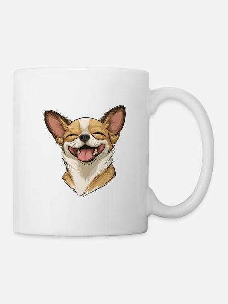 Chihuahua heureux – Chien drôle avec un sourire - Mug blanc - blanc