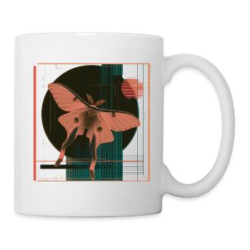 Luna Moth – Geometrisches Retro Nachtfalter Design - Tasse - Weiß - Rechts