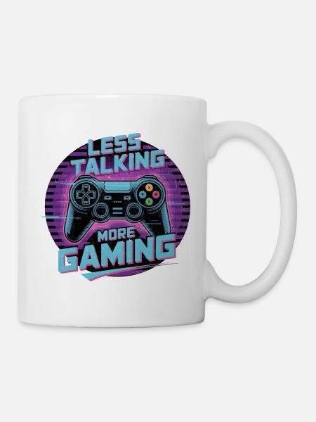 Less Talking More Gaming - Tasse - Weiß
