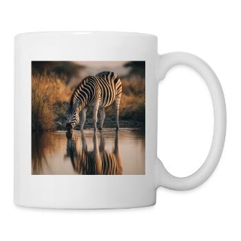 Zebra at the Waterhole Reflection Africa Safari - Mug - white - Right
