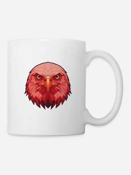 Roter Adler Lowpoly Portrait - Tasse - Weiß