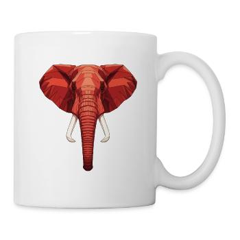 Roter Geometrischer Elefantenkopf - Tasse - Weiß - Rechts