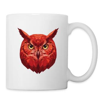Rote Geometrie Eule - Tasse - Weiß - Rechts