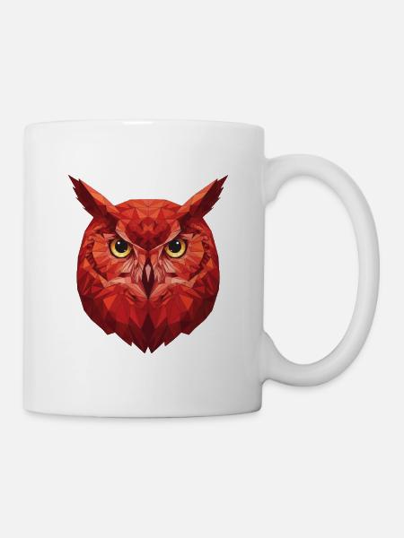 Rote Geometrie Eule - Tasse - Weiß