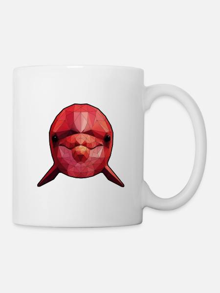 Roter Polygonfisch Geometrische Kunst - Tasse - Weiß